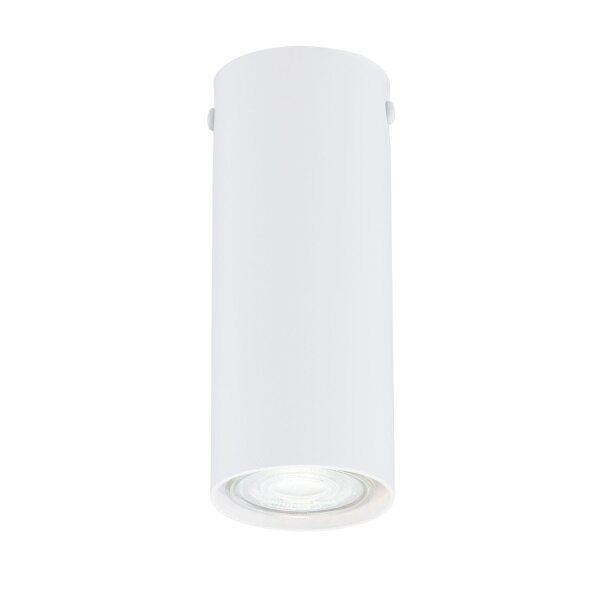 Plafonnier rond Ø 6 cm H : 15 cm Métal blanc GU10 apparent