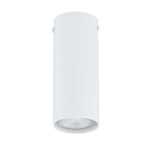 Plafonnier rond Ø 6 cm H : 15 cm Métal blanc GU10 apparent