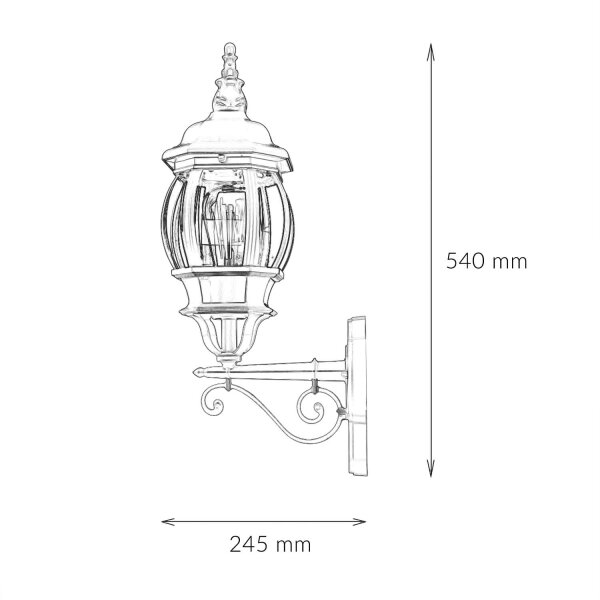 Lampe dextérieur Rustikal E27 Gris Verre Alu H : 54 cm IP23