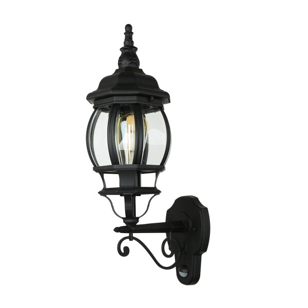 Applique dextérieur Noir E27 H : 54 cm Rustique Verre Alu