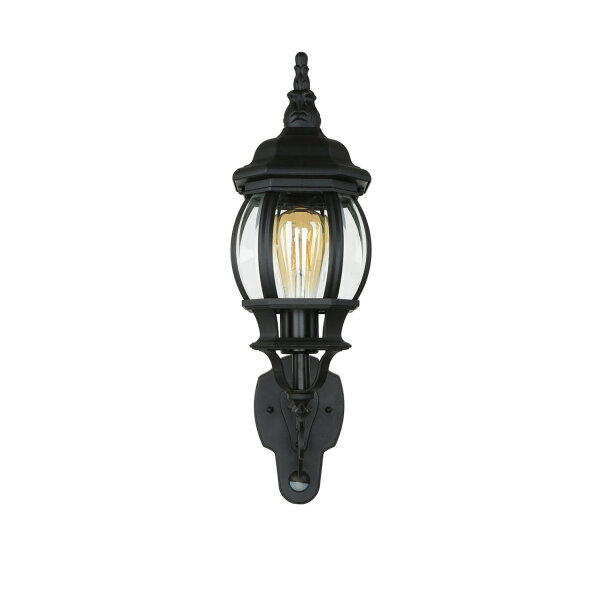 Applique dextérieur Noir E27 H : 54 cm Rustique Verre Alu