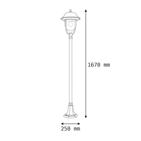 Lampe dallée 167cm Rustique E27 IP43 Noir