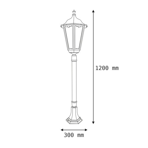 Lampadaire rustique extérieur 120cm à faible éblouissement IP43