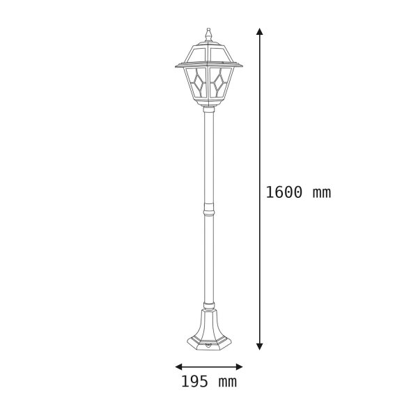 Lampe de chemin rustique 160cm IP43 aluminium verre