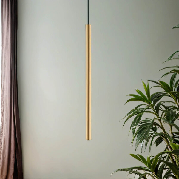 Suspension Ø 2,5 cm G9 en or mat cylindre étroit