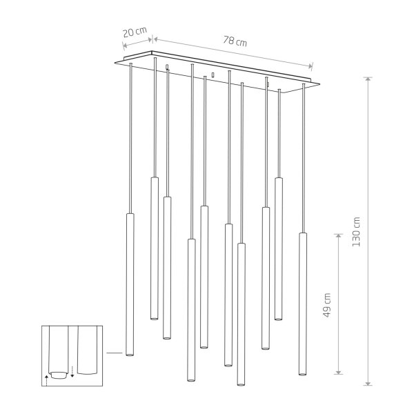 Lampe à suspendre table à manger 10 flammes G9 Métal Moderne réglable