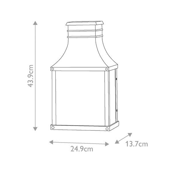 Lampe dextérieur Mur Vintage H : 44 cm IP44 noir antique 2x E14