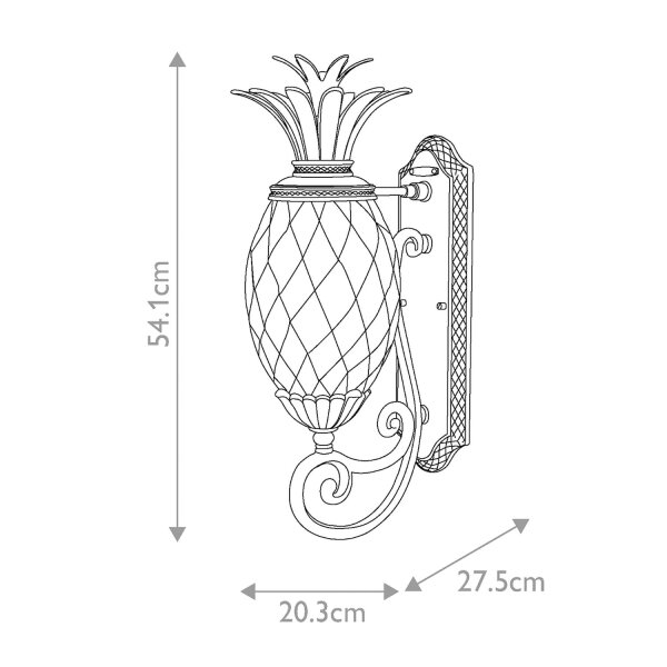 Lampe dextérieur décorative murale IP44 en bronze antique Ananas