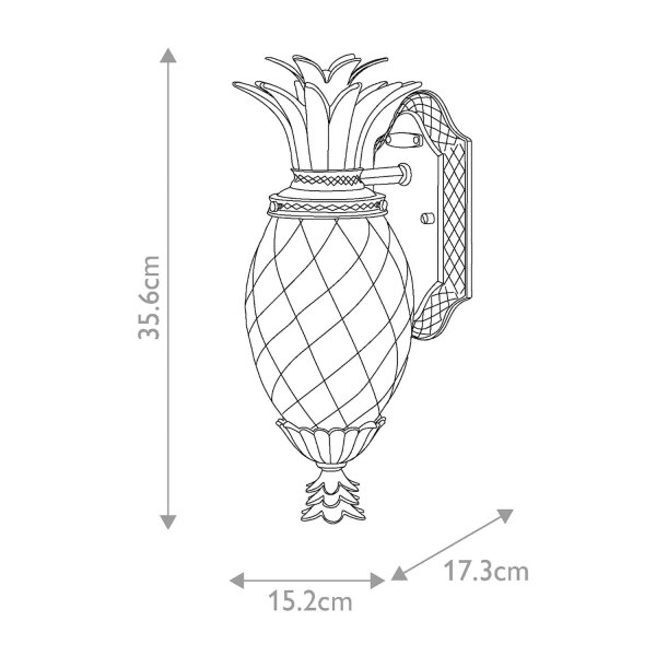 Lampe murale dextérieur en bronze antique IP44 décorative design ananas