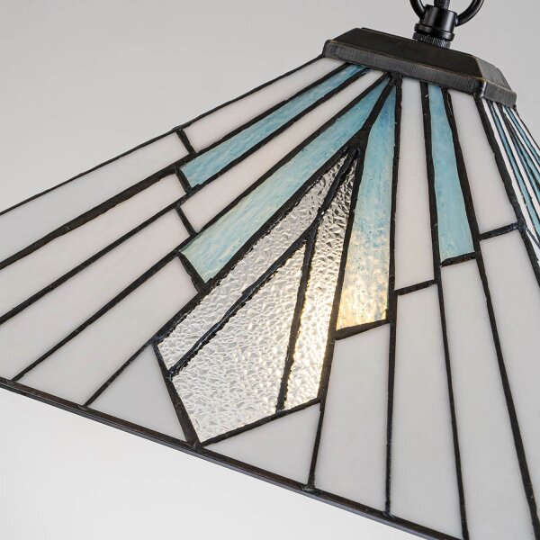 Suspension style Tiffany Interrupteur à tirette L : 38 cm Verre Métal