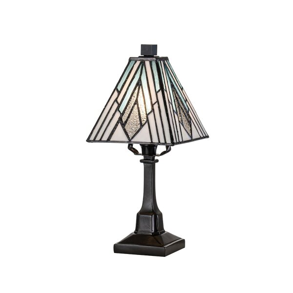 Lampe de table style Tiffany E27 verre coloré métal petit H : 32 cm