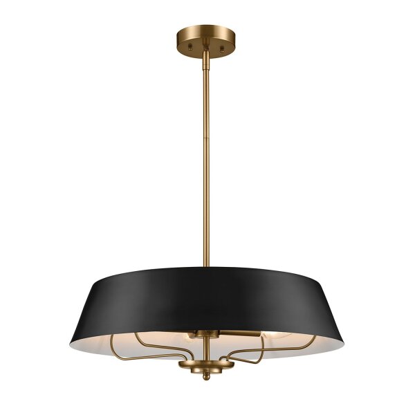 Plafonnier rond réglable en hauteur 4x E14 en noir laiton