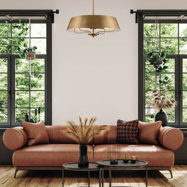 Plafonnier rond 4x E14 réglable en hauteur en laiton TILLY