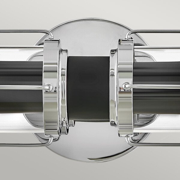 Applique murale IP44 61 cm de long en chrome noir 2x E27