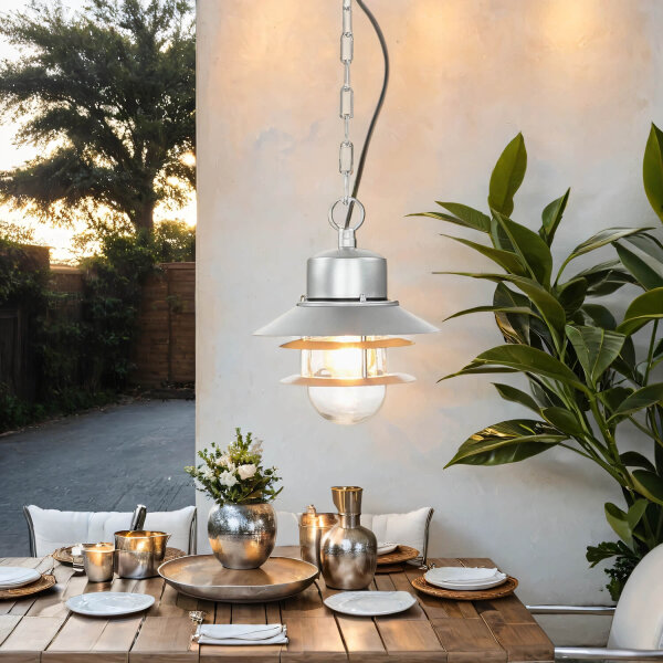 Lampe dextérieur en acier inoxydable E27 IP44 en argent Maritim