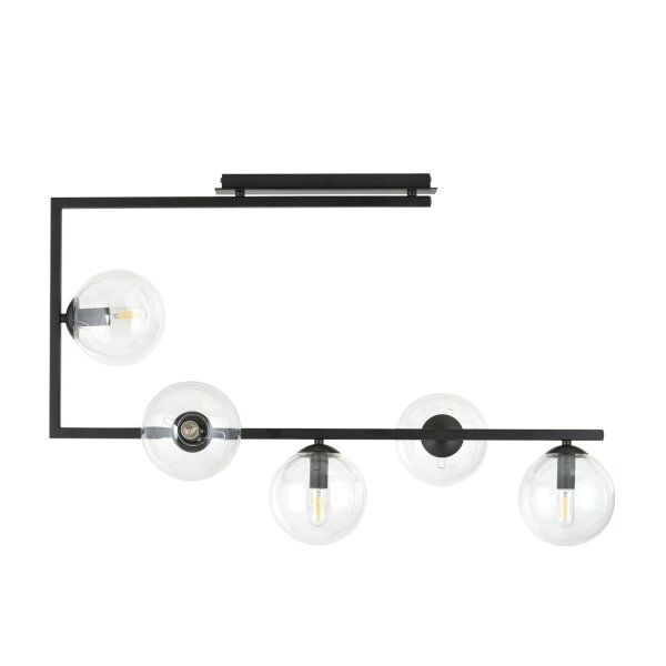 Plafonnier métal verre L : 83 cm H : 55 cm Noir 5x E14