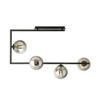 Plafonnier Noir Graphite 83 cm de long M&eacute;tal Verre...