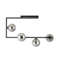 Plafonnier Noir Graphite 83 cm de long Métal Verre...
