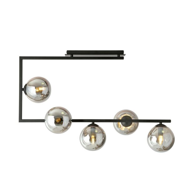 Plafonnier verre fumé métal 83 cm de long H : 55 cm grand