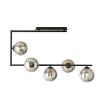Plafonnier verre fum&eacute; m&eacute;tal 83 cm de long H...