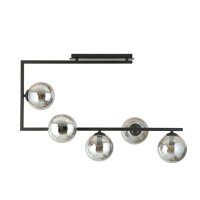 Plafonnier verre fumé métal 83 cm de long H...