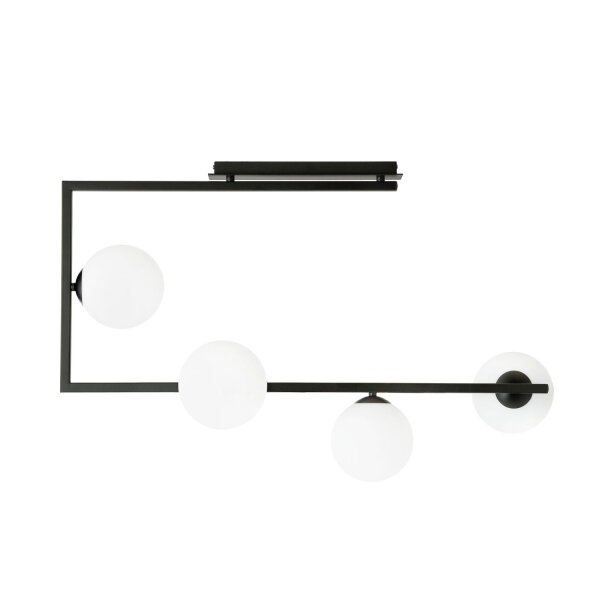 Plafonnier Noir Blanc L : 83 cm H : 55 cm Métal Verre 4x E14