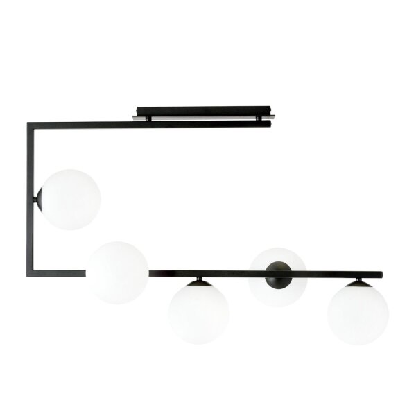 Grand plafonnier L : 83 cm H : 55 cm Métal Verre Noir Blanc