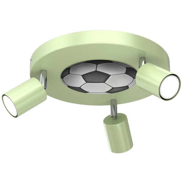 Plafonnier chambre denfant Ø 30 cm vert 3x GU10 métal