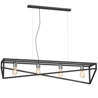 Longue lampe suspendue noire chrome E27 100 cm Industrial
