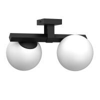 Plafonnier verre satiné métal noir 34 cm E27