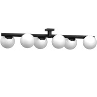 Plafonnier verre satin&eacute; m&eacute;tal noir L:106 cm...