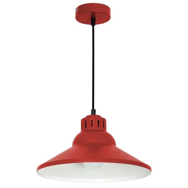 Loft Lampe suspendue Métal Rouge Blanc Ø30 cm E27 décoratif