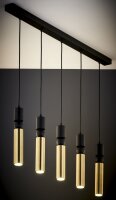 Longue lampe suspendue en noir et or métal GU10...