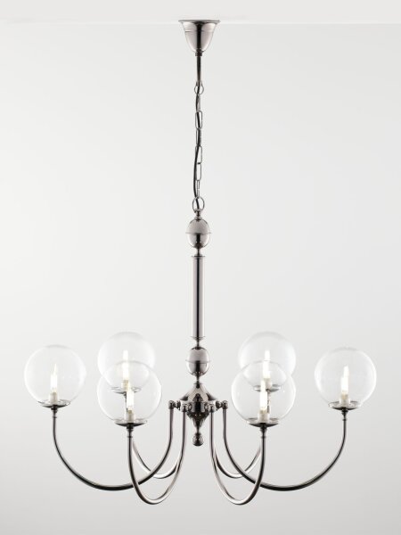 Lustre moderne verre métal chrome noir 6-flmg