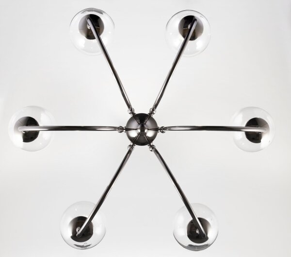 Lustre moderne verre métal chrome noir 6-flmg