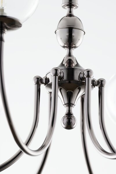 Lustre moderne verre métal chrome noir 6-flmg