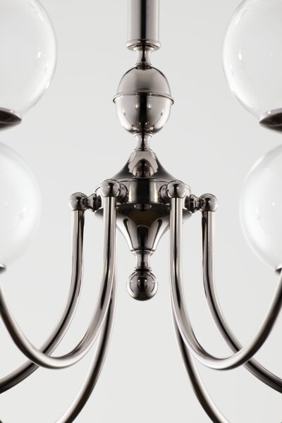 Lustre moderne verre métal chrome noir 6-flmg