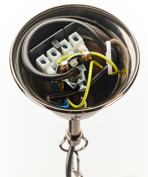 Lustre moderne verre métal chrome noir 6-flmg