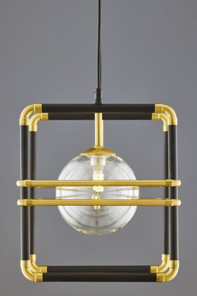 Lampe à suspendre verre métal G9 2 feux noir or