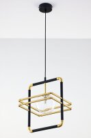 Lampe à suspendre verre métal noir or L:29...
