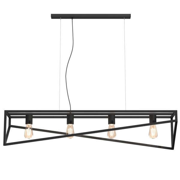 Longue lampe à suspendre Métal Noir E27 100 cm Industrial