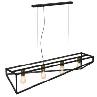 Suspension longue Noir Or E27 100 cm Industrial