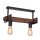 Plafonnier industriel métal bois L:45 cm E27 confortable