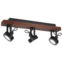 Spot de plafond bois métal noir L:75 cm GU10...