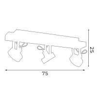 Spot de plafond bois métal noir L:75 cm GU10...