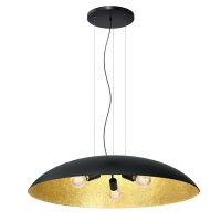 Grande lampe &agrave; suspendre tissu E27 noir or...