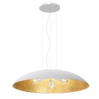 Grande lampe &agrave; suspendre tissu E27 blanc or...