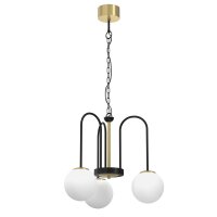 Suspension ronde en laiton noir blanc E14 &Oslash;51 cm