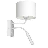 Applique murale Blanc Tissu Bras de lecture E27 G9 H:38...