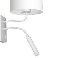 Applique murale Blanc Tissu Bras de lecture E27 G9 H:38...